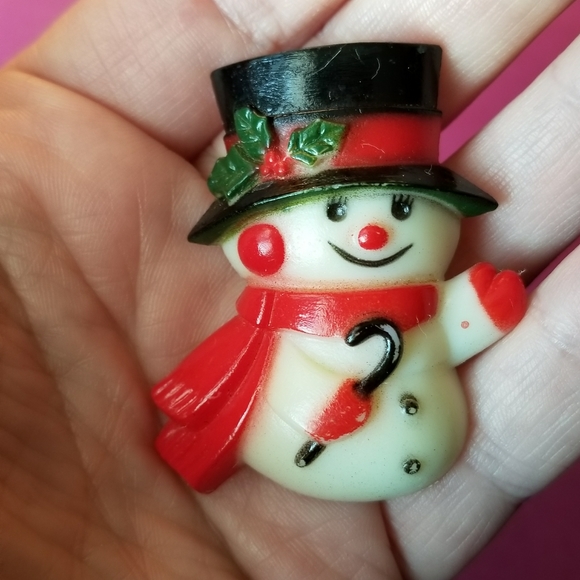 Vintage Snowman brooch pin frosty Christmas holiday festive - Picture 2 of 8